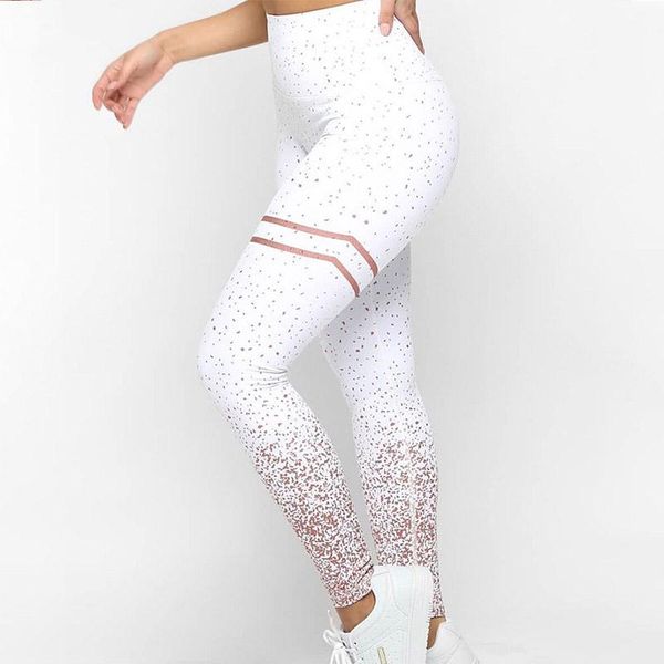 

yoga outfits stamping pants women high waist gold print fitness leggings gym elastic push up workout sports, White;red