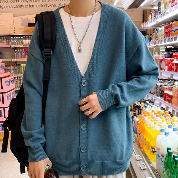 

men's sweaters autum winter brand fashion knitted men cardigan sweater korean casual coats jacket mens clothing 2021, White;black