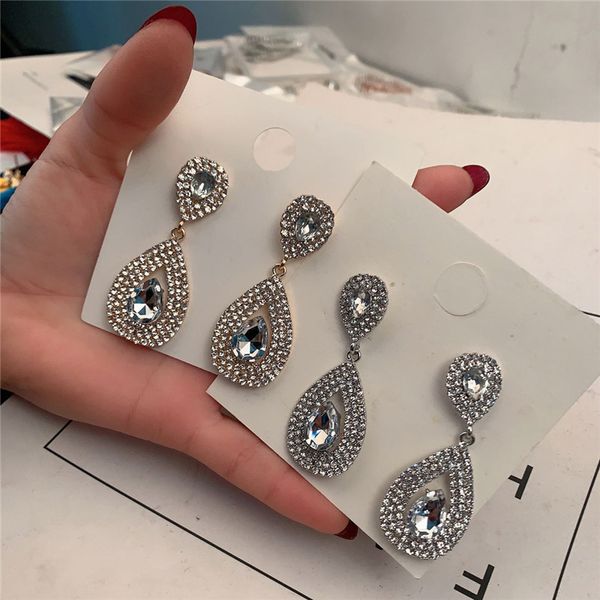 

fashion crystal wedding drop earrings for women vintage silver gold color bridal dangle earrings birthday party gifts sd