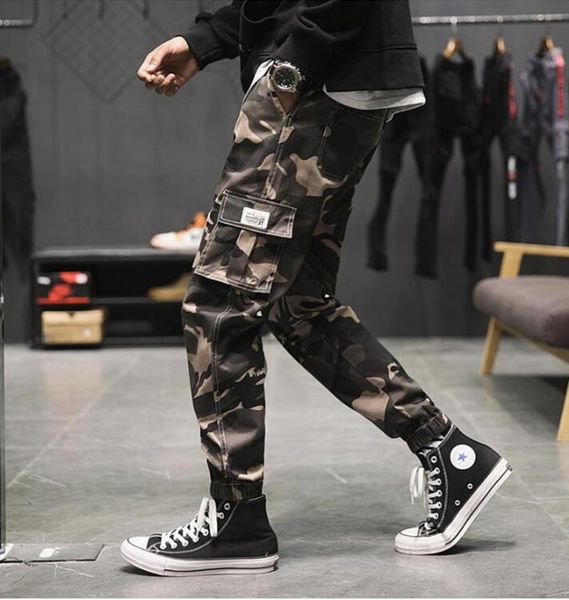 

men's pants 2021 multi-pocket harem hip hop men trousers fashion camouflage sweatpants for joggers loose cargo mens clothing, Black