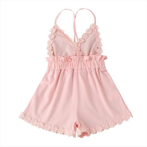 

2 6years kids girls fashion sleeveless v neck flower romper jumpsuit summer stylish, Blue