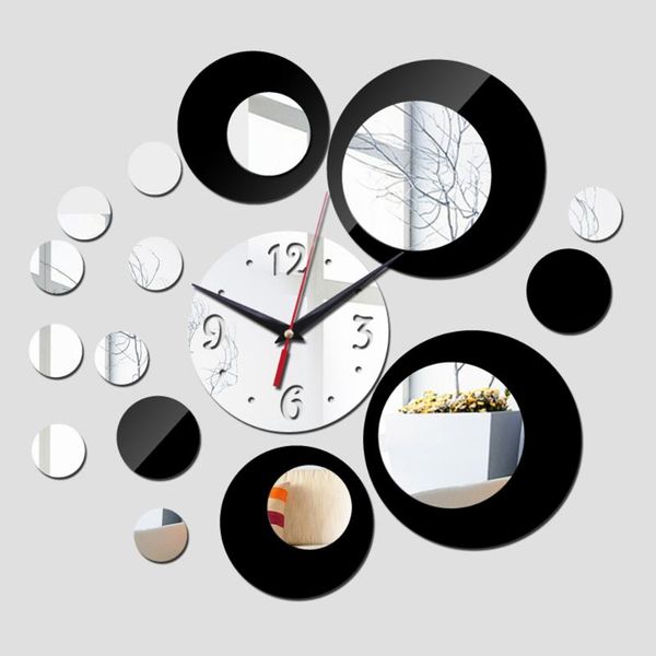 

3d wall clock mirror acrylic big flower home decoration creative bedroom