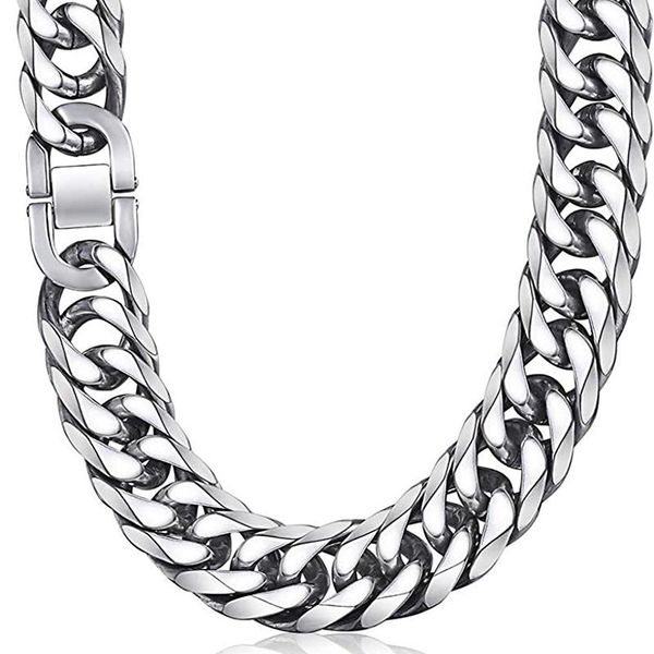 

chains men necklace stainless steel long hip hop cuban link chain jewelry on the neck male accessories wholesale, Silver