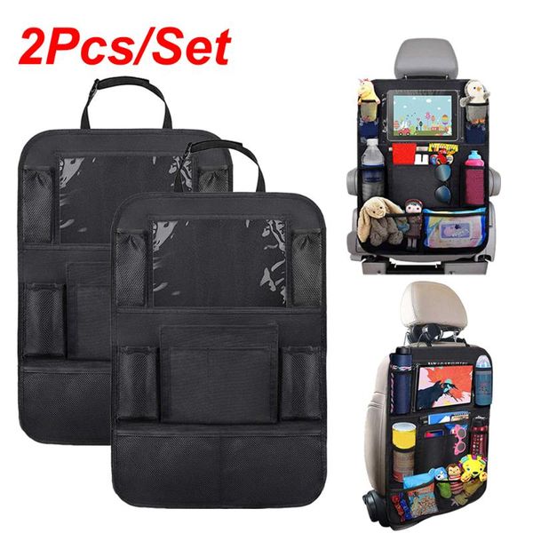 

car organizer 2/1pc seat back protector cover multi-pocket storage bag touch screen tablet holder anti-kick mat for kid