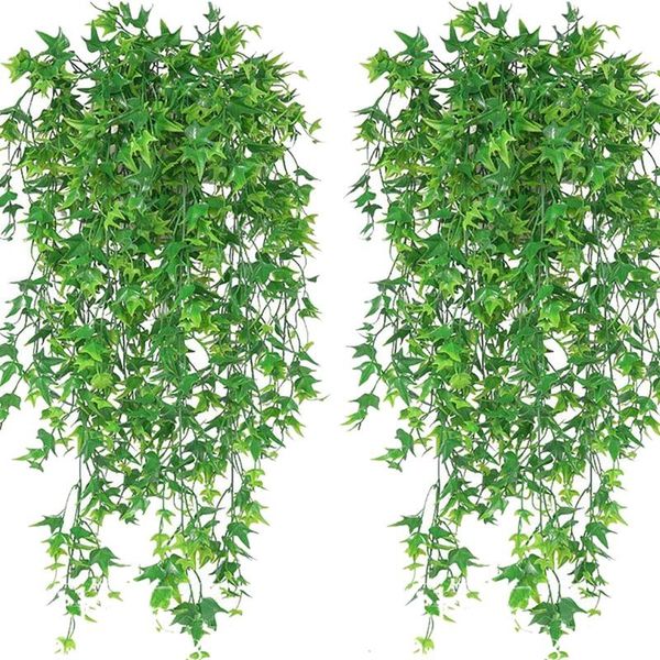 

4pcs artificial vines ivy leaf plants vine hanging garland fake foliage flowers for greenery wedding wall decorations