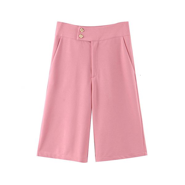 

2021 new women chic office wear straight knee length sweet high waist zipper fly side pocket female trousers mujer pink pants aip2, Black;white