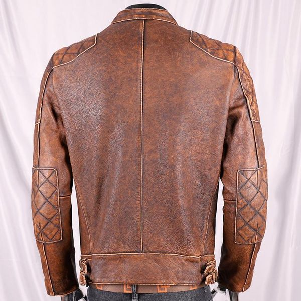 

men's leather & faux 2021 vintage yellow biker style genuine jacket men plus size 3xl real natural cowhide autumn slim fit motorcycle c, Black