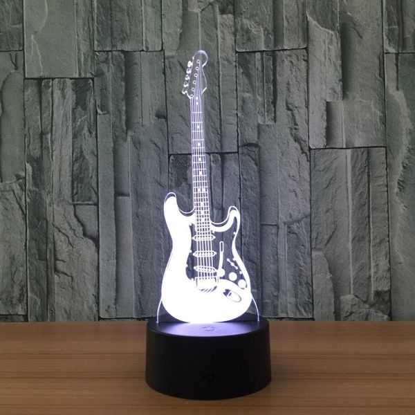 

electric music guitar illusion lamp led color changing night light xmas gift 3d