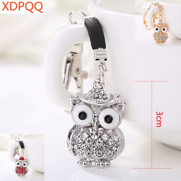 

owl key chain bag charm pendant car key chain rhinestone alloy key ring jewelry gift sweater accessories, Slivery;golden