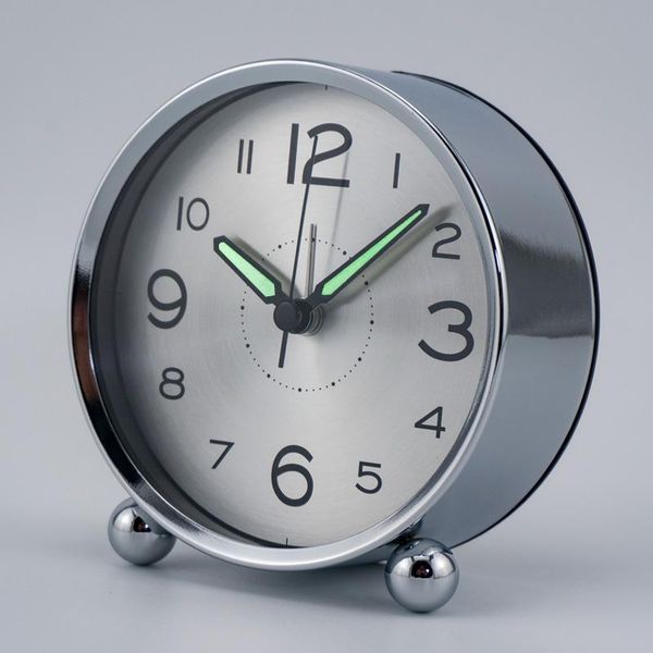 

desk & table clocks mirror metal round clock mute bedside bedroom alarm digital watch sveglia da comodino home decor ek50tc
