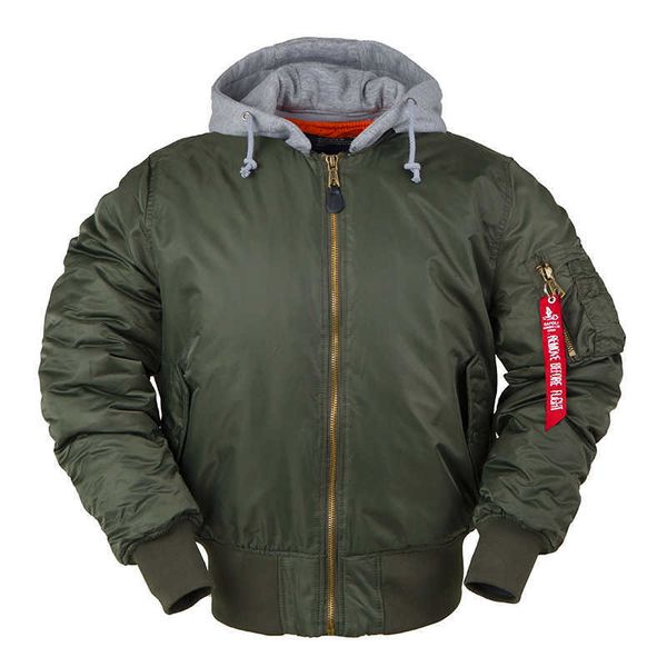 

aw winter bomber flight jacket ma-1 with hood streetwear clothes mens clothing hip hop baseball letterman oversized varsity 201009, Black;brown