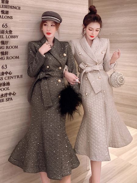 

2021 springsweet double breasted long sleeve women womens windbreaker korea style loose casual trench coat outwear 16q78, Black;brown