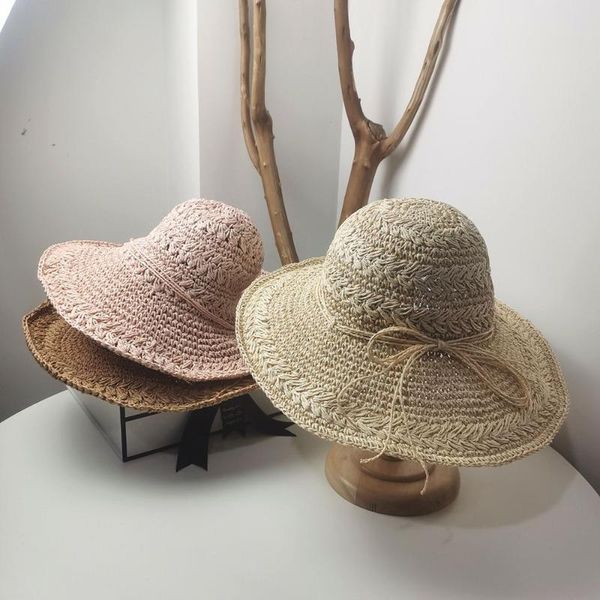 

wide brim hats women ladies straw beach hat foldable vacation sunscreen floppy hand-woven bucket fisherman cap, Blue;gray