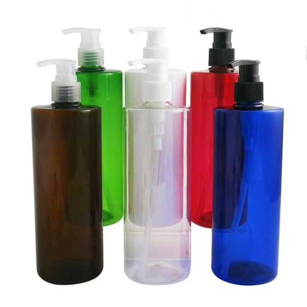 

storage bottles & jars 12pcs 500ml big pet empty flat shoulder plastic lotion pump bottle clear amber blue refillable shampoo cream cosmetic