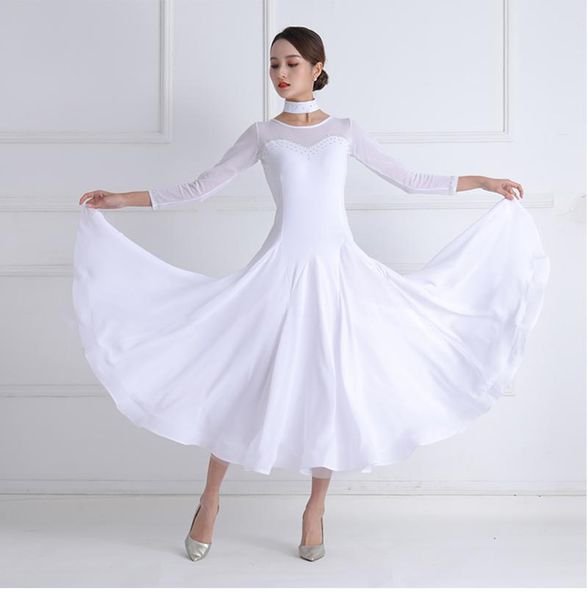 

stage wear white standard ballroom dance dress for women simple elegant competition dancing skirt lady's waltz dresses, Black;red