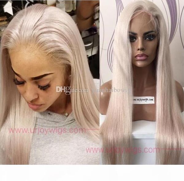

blonde full lace wigs white blonde color 60 silky straight european virgin human hair blonde lace front wig bleach knots fast ing, Black;brown