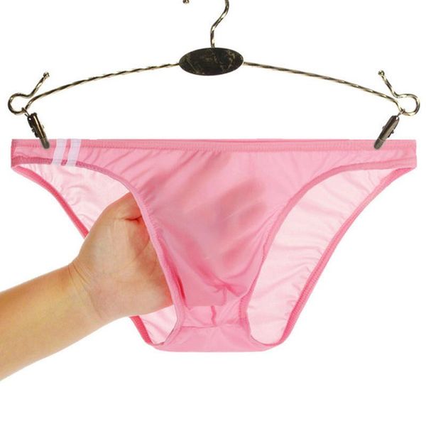 

underpants men's transparent ice silk sissy panties low waist under wear breathable jockstrap men pouch underwear briefs, Black;white
