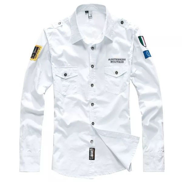

men's long sved military pilot's embroidered cotton uniform, tight, fashionable and new, White;black