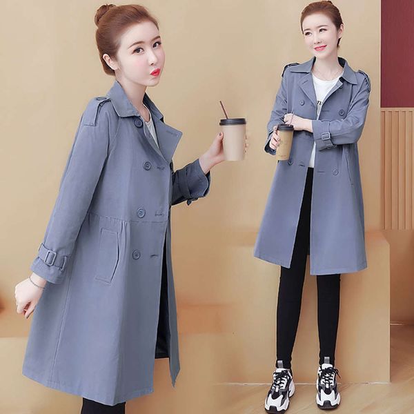 

windbreaker middle long style dress in spring and autumn of 2020 new korean loose casual large women's popular coat trend, Black