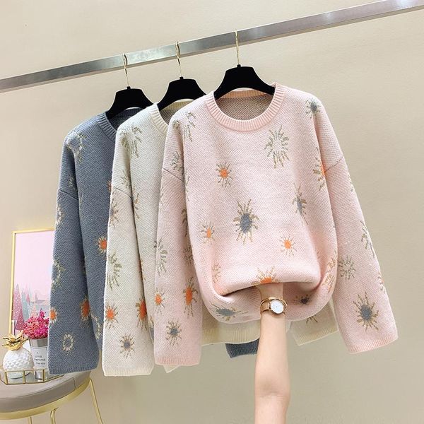 

women's sweaters flower sweet korean style fashion pullovers for ladies autumn winter 2021 clothing sweater blouse female coats, White;black