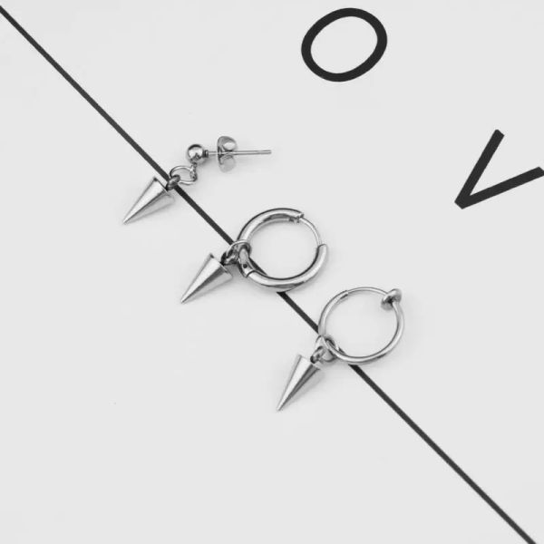 

punk kpop dna korean simple taper stainless steel stud earring bangtan boys v jewelry accessories for mens and women1 372 q2, Golden;silver