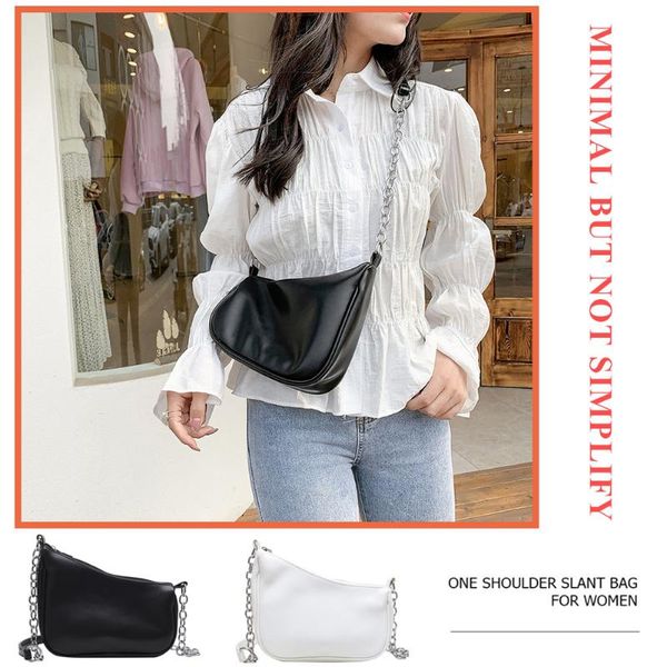 

evening bags casual women pure color pu leather shoulder crossbody messenger bag fashion ladies zipper chain handbags