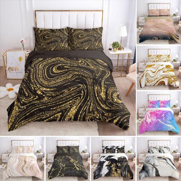 

bedding sets luxuxy hd digital print marbling duvet cover+ pillowcase 2/3pcs twin  king bed set us/au/eu size 11 style