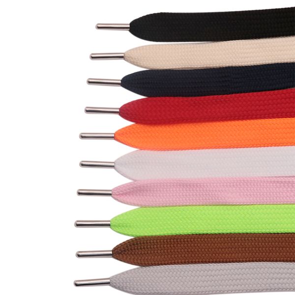 

18mm extro wide 120cm flat lace with silver metal aglets 10 solid color for selection men women 2021 easy cordones queens, White;pink