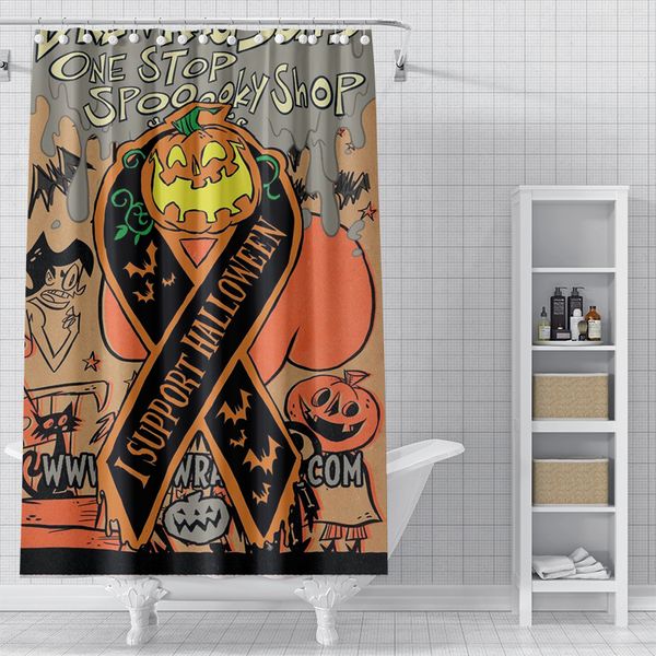 

pumpkin pattern 3d printed shower curtain waterproof, antifouling, durable, fine workmanship