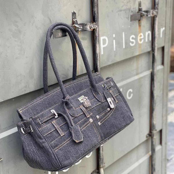 

women's 2020 new denim pants versatile armpit single shoulder messenger bag