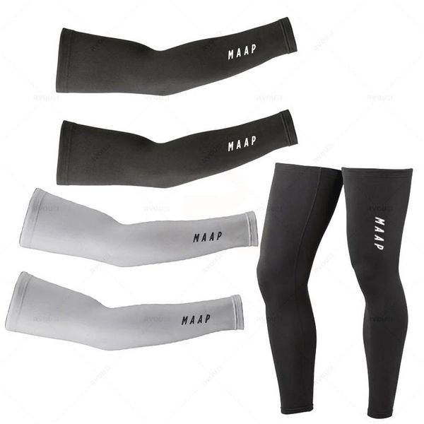 

elbow & knee pads 2022 maap factory cycling team uv tection arm warmer sleeve breathable bicycle running racing mtb bike sports, Black;gray
