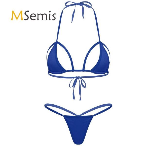 

womens bikini swimsuit micro bikini set cutout cup halter neck bra mini g-string lingerie set two piece beach bathing suit