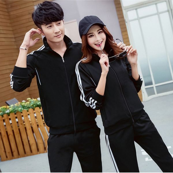 

spring autumn couple sports leisure suit long sve men's and women's sportswear, Gray