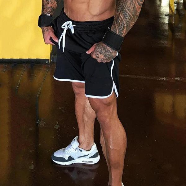 

black mesh gym shorts men summer fashion fitness wear beach men short pants streetwear loose quick dry bodybuilding shorts, White;black