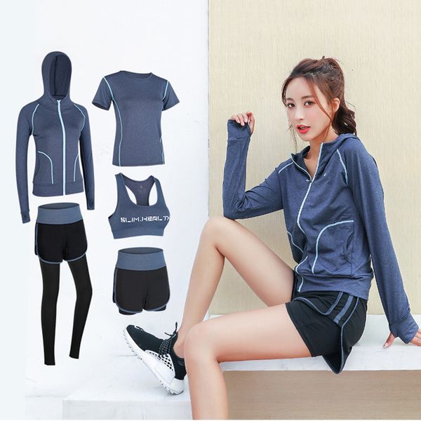 

2021 new women's training yoga set short cropped en leggings gym pak fitness running sport wear sports suit, Gray