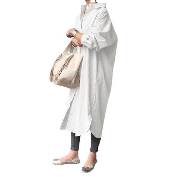 

casual dresses women summer sundress elegant long shirt dress lapel neck sleeve solid vestido loose work, Black;gray