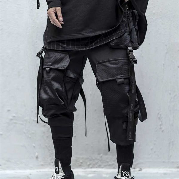 

techwear cargo pants men black japanese streetwear jogger 211110