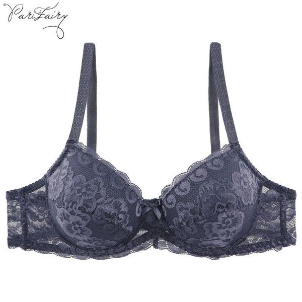 

parifairy floral lace bra unlined bra plus size 75c-100d non-push up underwear full coverage underwired bralette, Red;black