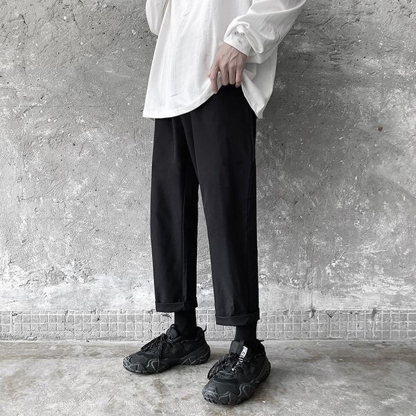 

2021 new men's loose casual cargo fashion trend solid color nice trousers streetwear straight pants large size m-5xl gv78, Black