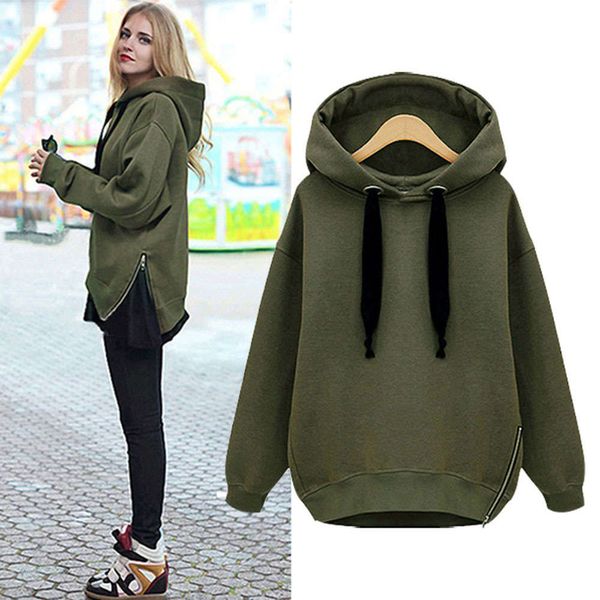 

2020 casual hoodies thick autumn winter loose warm women pullover hooded long sleeve female youth korea japan fashion, Black