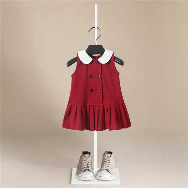 2020 meninas bebê vestido verão infantil roupas bebê meninas maninhos svest vestido vermelho cor sólida crianças vestidos meninas princesa q0716