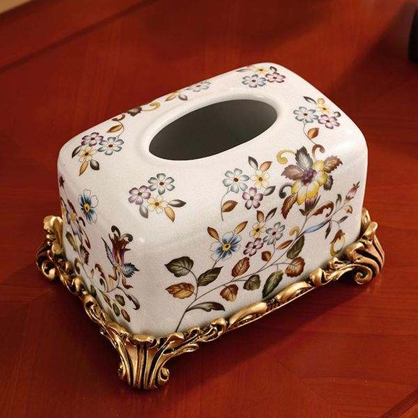 

tissue boxes & napkins european luxury three-piece fruit plate ceramic box table decoration practical ashtray retro wedding gift storage 093