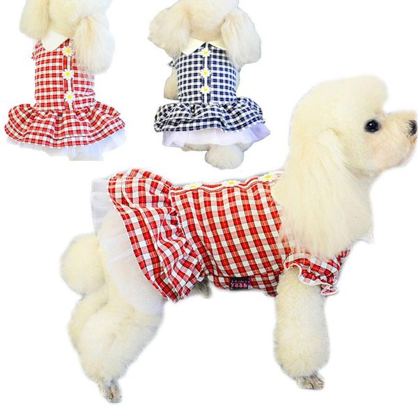 

dog apparel plaid tutu dress summer puppy princess skirt for girls pet clothes bubble sleeves outfit sunflowers cat dresses clothing xxl