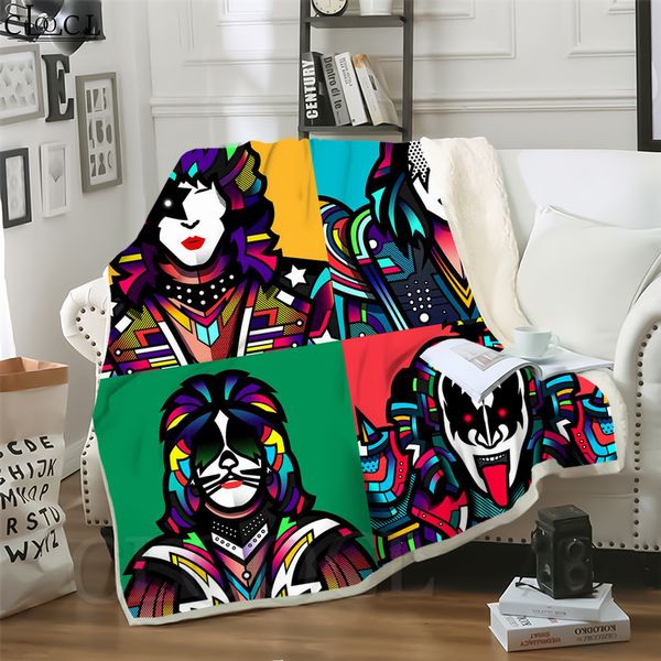 

cloocl glam metal kiss band 3d print hip-hop style conditioning blanket sofa teens bedding throw blankets plush quilt