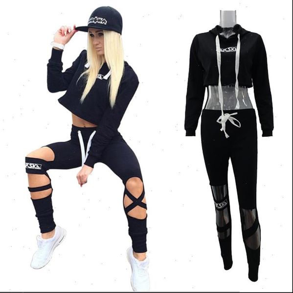

lace up crop hooded suit set 2021 women tracksuit two piece sport style outfit jogging sweatshirt fitness lounge sportwear, Gray