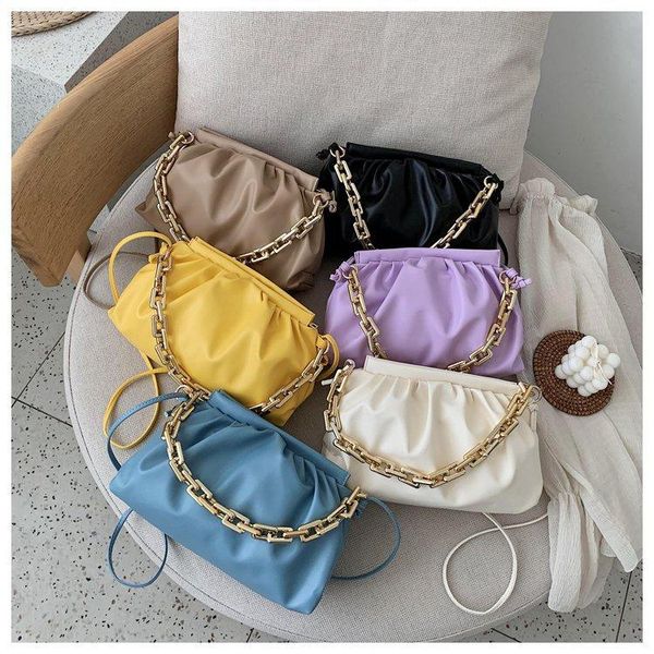 

waist bags female leather solid color chain handbag retro casual women totes shoulder fashion exquisite shopping bag