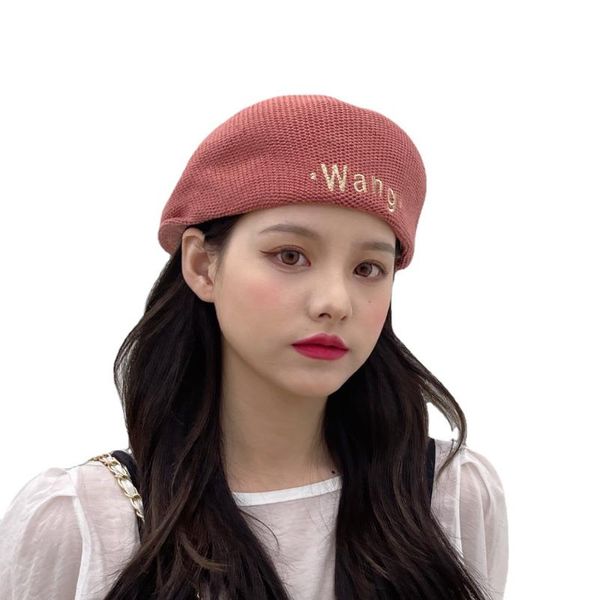 

caps & hats brand women autumn winter beret women's solid color knitted cotton adjustable tape design berets, Yellow