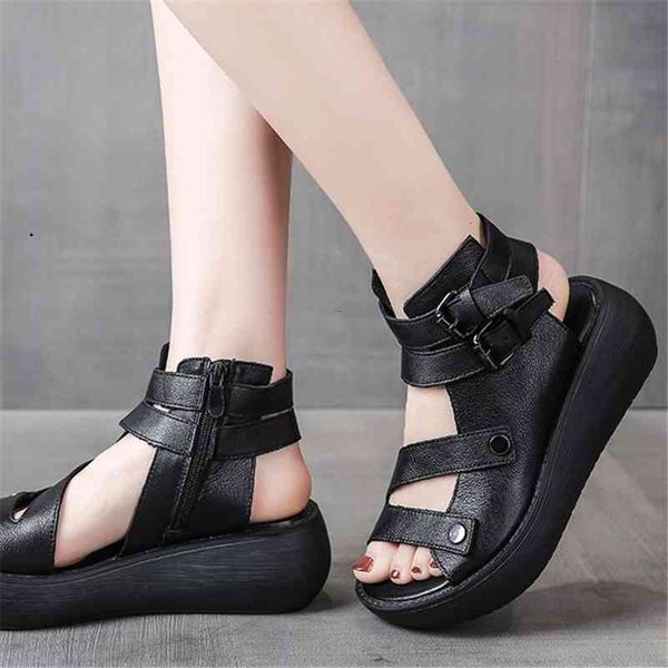 

dress shoes sandÃ¡lias de couro com corte casual femininas, botas legais verÃ£o, cortes couro, retrÃ´, artesanal, preto, zÃ­per lateral, sandÃ¡li, Black