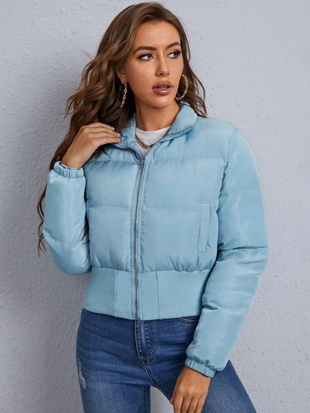 

pocket front puffer jacket f6eu#, Black