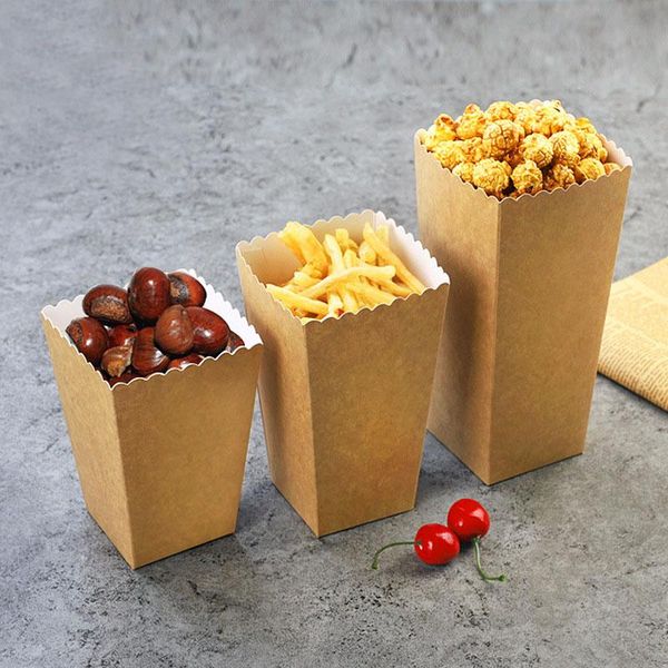 

gift wrap 10pcs coated kraft paper popcorn box birthday snack food boxes thicken candy treat for wedding party supplies